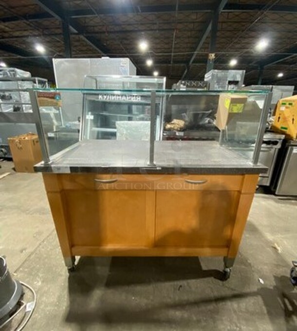 Commercial Food Prep/ Serving Station Counter! With Sneeze Guard! With Storage Space Underneath! On Casters! - Image 1 of 11
