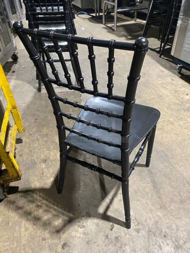 NICE! BRAND NEW!  Black Elegant Poly Style Indoor/ Outdoor Chairs! 5x Your Bid! - Image 4 of 7