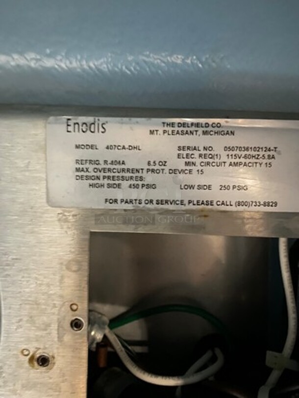 Delfield Enodis Commercial Single Door Lowboy/Worktop Cooler! All Stainless Steel! On Casters! Model: 407CADHL SN: 0507036102124T 115V 60HZ 1 Phase - Image 7 of 10