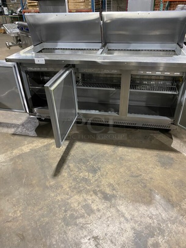 Fagor Commercial Refrigerated Sandwich Prep Table! With 3 Door Storage Space Underneath! Poly Coated Racks! All Stainless Steel! On Casters! Model: FMT7230 SN: 08090076M 120V 60HZ 1 Phase - Image 5 of 8