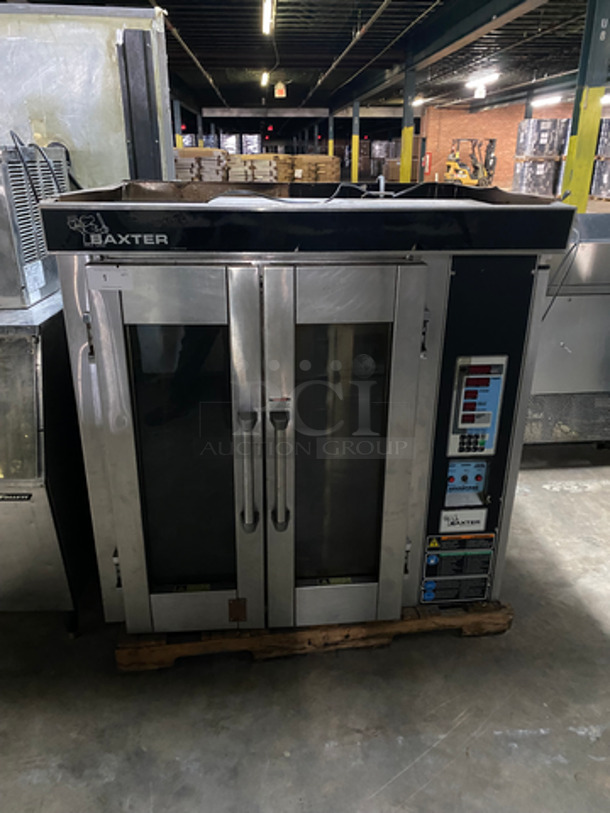 Baxter Commercial Electric Powered Mini Rotating Rack Oven! With 2 View Through Doors! Built In Pan Rack! All Stainless Steel! Model: 0V300EMS SN: 241007968 208V 60HZ 3 Phase