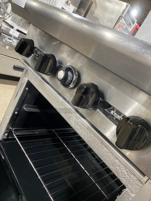 American Range Commercial Natural Gas Powered 4 Burner Stove! With Raised Back Splash! With Oven Underneath! All Stainless Steel! On Legs! - Image 8 of 9