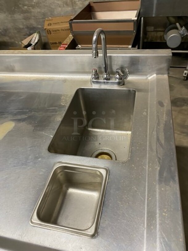 All Stainless Steel Commercial Custom-Made Workstation! With Built In Hand Sink! With Faucet And Handles! With Back Splash! With Storage Space Underneath! All Stainless Steel! On Legs! - Image 6 of 8