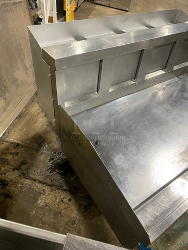 AWESOME! Lang Commercial Countertop Natural Gas Powered Mirror Shine Flat Top Griddle! With Thermostatic Controls! Built In Hood! With Back And Side Splashes! All Stainless Steel! On Legs! MODEL 248SCHENSH - Image 2 of 9
