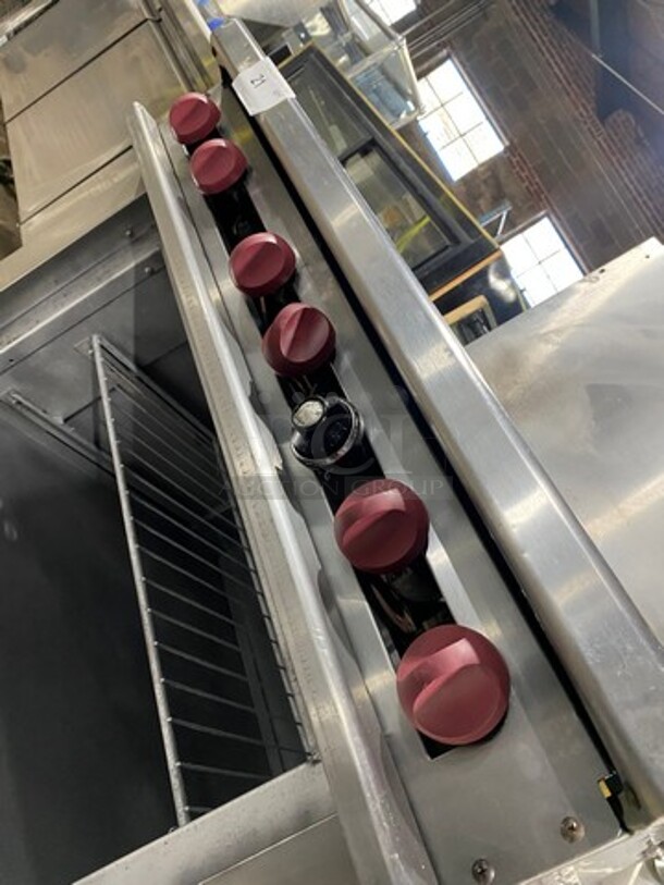 Therma Tek Commercial Natural Gas Powered 6 Burner Stove! With Raised Back Splash! With Oven Underneath! All Stainless Steel! On Legs! - Image 8 of 9