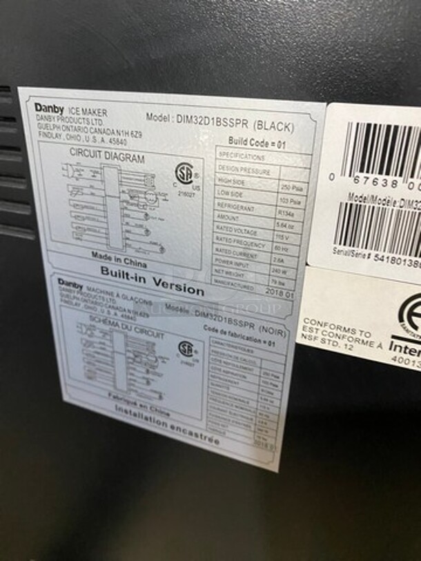 NEW! OUT OF THE BOX! SCRATCH-N-DENT! Danby Undercounter Ice Maker! 32LB Ice Capacity! Model: DIM32D1BSSPR - Image 5 of 10