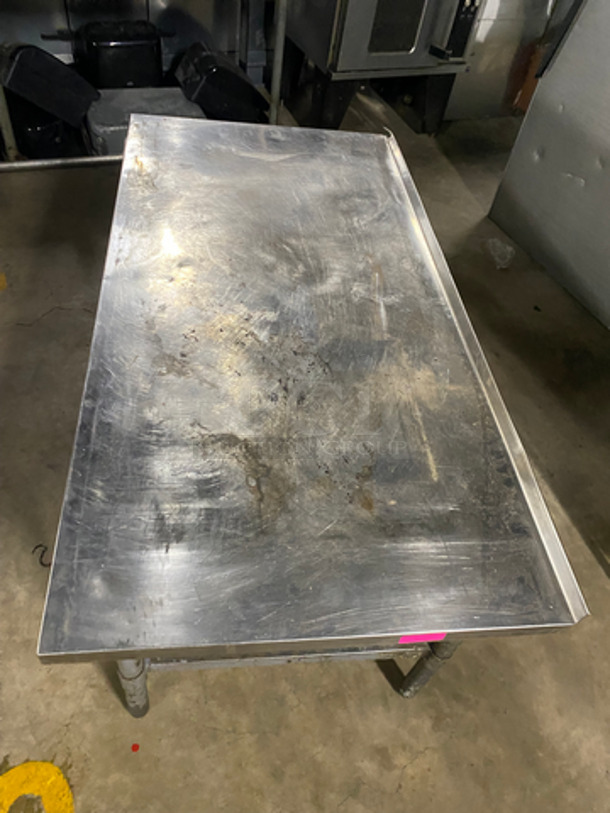 Solid Stainless Steel Work Top/ Prep Table! With Back Splash! With Storage Space Underneath! On Legs! - Image 5 of 6