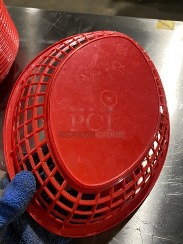 ALL ONE MONEY! Tablecraft Assorted Size Red Poly Oval Fast Food Serving Baskets! - Image 6 of 7