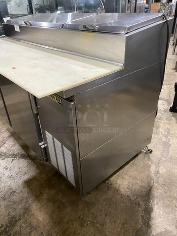 Beverage Air Commercial Refrigerated Pizza Prep Table! With Commercial Cutting Board! With 2 Door Underneath Storage Space! All Stainless Steel! Model: DP67 SN: 7302646 115V 60HZ 1 Phase - Image 2 of 10