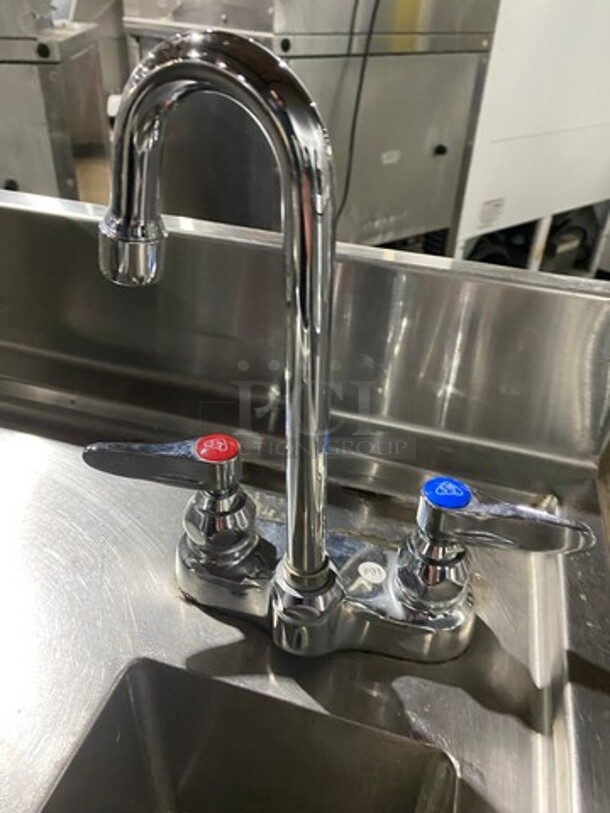 Beca Commercial Undercounter Ice Bin/ Bartender Cocktail Station! With Built In Hand Sink! With Faucet And Handles! With Speed Rail! With Back Splash! All Stainless Steel! On Legs! - Image 8 of 9