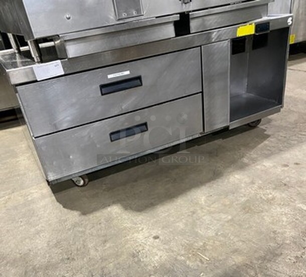 Delfield Manitowoc Commercial Refrigerated 2 Drawer Chef Base! All Stainless Steel! On Casters!