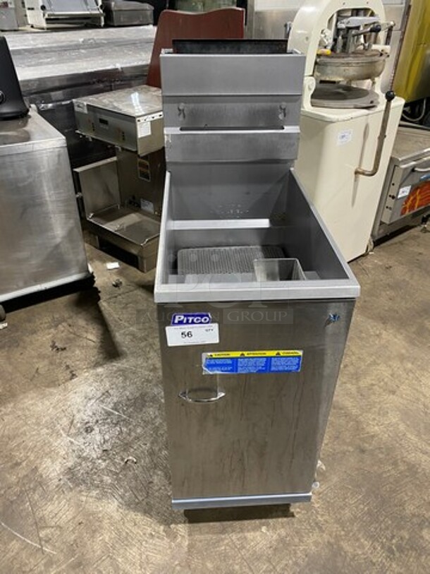 Pitco Commercial Natural Gas Powered Deep Fat Fryer! With Backsplash! All Stainless Steel! On Casters! Model: 40D SN: G20BB003784 - Image 1 of 9