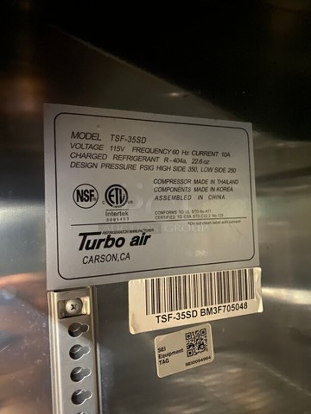 Turbo Air Commercial 2 Door Reach-In Freezer! With Racks! All Stainless Steel! On Casters! Deluxe Series Model: TSF35SD SN: BM3F705048 115V - Image 8 of 10