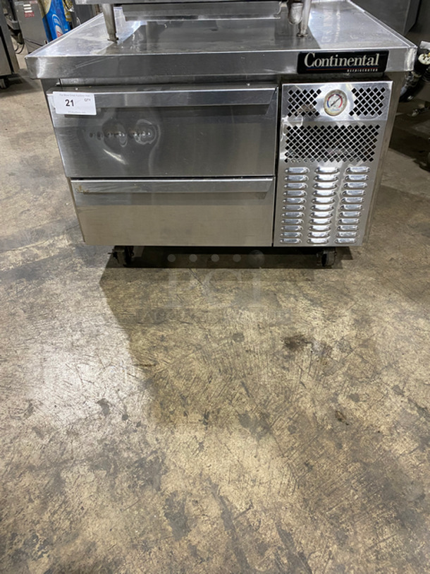 Continental Commercial Refrigerated 2 Drawer Chef Base! All Stainless Steel! On Casters!