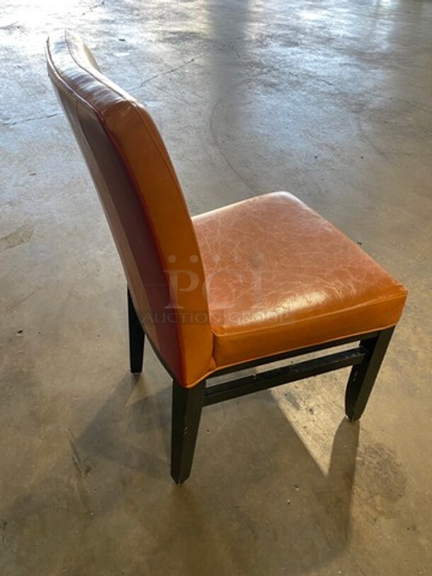 NICE! Orange Cushioned Chair! With Black Wooden Legs! 3x Your Bid - Image 9 of 9