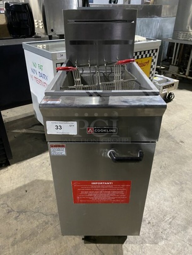 Nice! Cookline 2021 All Stainless Steel 40Lbs Natural Gas Powered Deep Fat Fryer! Model CF40 Serial 2102029013! On Legs!  - Image 1 of 9