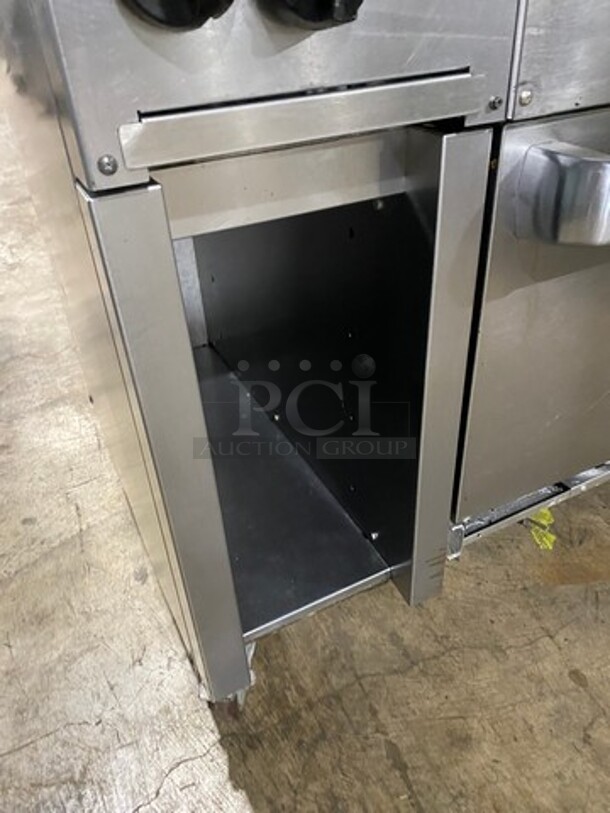 WOW! Vulcan Commercial Natural Gas Powered Flat Top Griddle With 2 Burner! Flat Griddle Has Side Splashes! With Raised Back Splash And Salamander Shelf! With Oven Underneath! All Stainless Steel! On Casters! Model: 48C2B36GN SN: 650094075 - Image 8 of 11