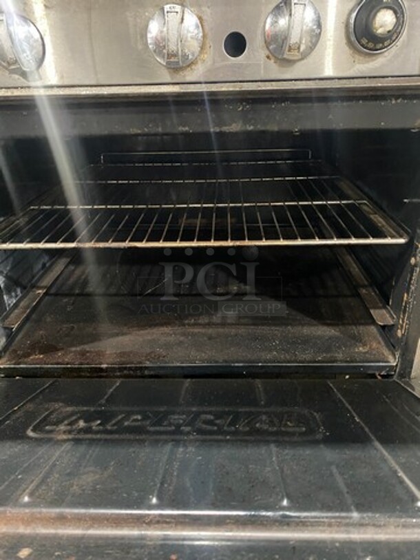 Imperial Commercial Natural Gas Powered 6 Burner Stove! With Raised Back Splash & Salamander Shelf! With Oven Underneath! All Stainless Steel! On Casters!
 - Image 6 of 10