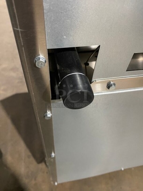 AWESOME! NEW! Migali Commercial Natural Gas Powered 4 Burner Stove With Flat Griddle! Flat Griddle Has Side Splashes! With Raised Back Splash And Salamander Shelf! With 2 Oven Underneath! Metal Oven Racks! All Stainless Steel! On Casters! Model: CRO424GLNG SN: NGUSB100321071000920017 - Image 12 of 12