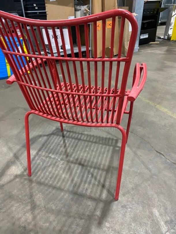 Red Coated Metal Chairs! 4x Your Bid! - Image 3 of 5
