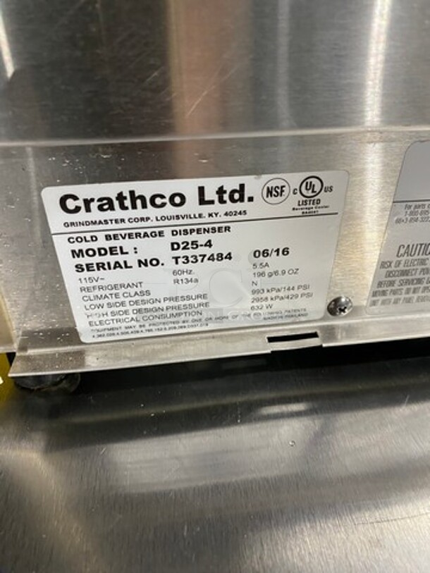 2016 Crathco Commercial Countertop Dual Hopper Beverage Dispenser! With Poly Drip Tray! Clear Poly Jugs! Stainless Steel Body! Model: D254 SN: T337484 115V - Image 5 of 8