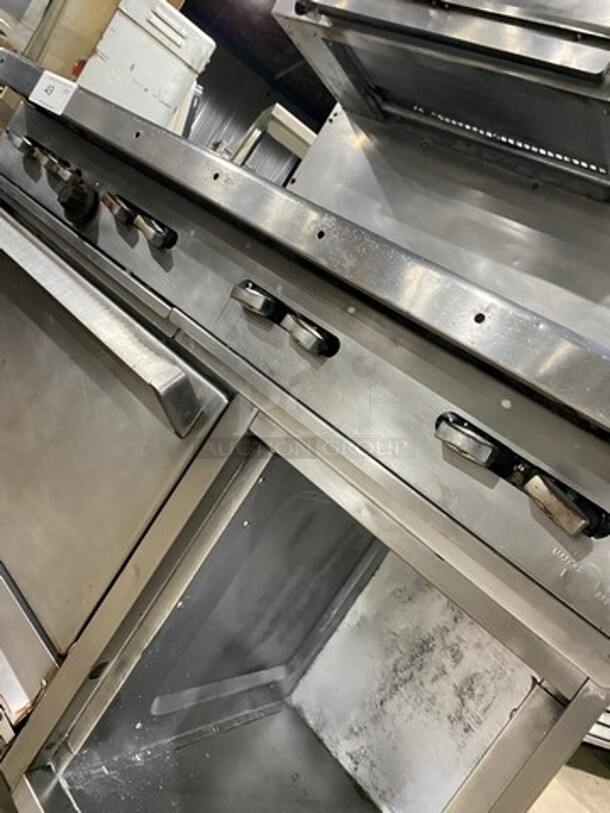 Garland Commercial Gas Powered 8 Burner Stove! With Raised Back Splash And Salamander! With Oven Underneath! All Stainless Steel! On Casters! - Image 10 of 12