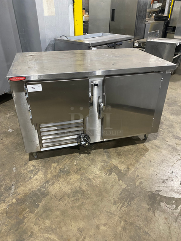 Universal Commercial 2 Door Lowboy/ Worktop Cooler! All Stainless Steel! On Legs!