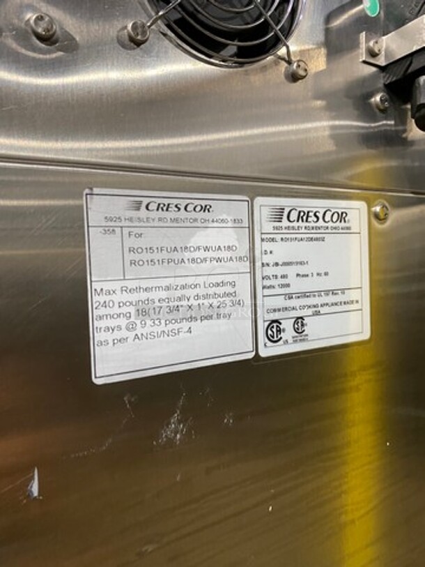 Cres Cor Commercial Electric Powered Split Door Roast-N-Hold Oven! All Stainless Steel! On Casters! Model: RO151FUA12DE4803Z SN: JBIJ0005151631 480V 60HZ 3 Phase - Image 9 of 10