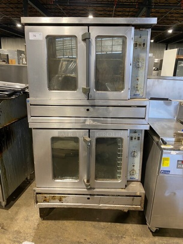 Sunfire Commercial Natural Gas Powered Double Deck Convection Oven! With View Through Doors! Metal Oven Racks! All Stainless Steel! 2x Your Bid Makes One Unit!