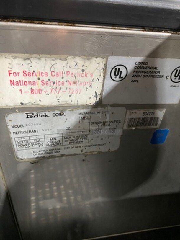 Perlick Commercial Beer Bottle Cooler! With Sliding Top Door! All Stainless Steel! Model: BC24SS 115V 1 Phase - Image 7 of 8