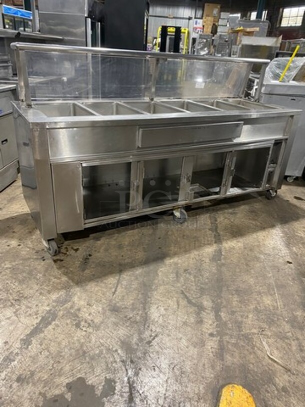Carter Hoffmann Commercial Electric Powered Steam Table! With Sneeze Guard! With Storage Space Underneath! All Stainless Steel! On Casters! - Image 4 of 10