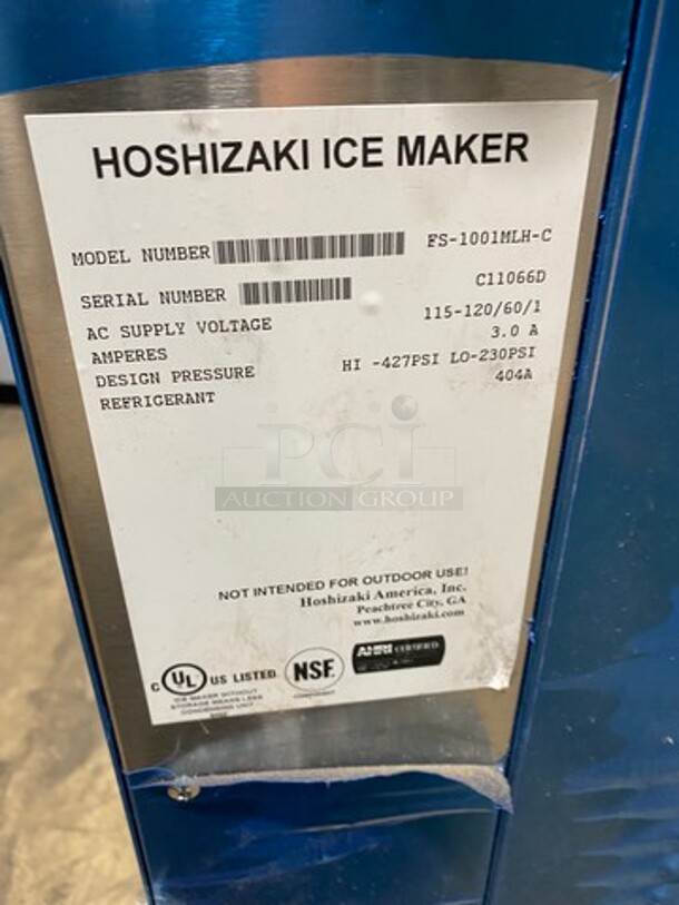 SWEET! NEW! SCRATCH-N-DENT! Hoshizaki Commercial Ice Machine Head! Stainless Steel Body! Model: FS1001MLHC SN: C11066D 115/120V 60HZ 1 Phase - Image 6 of 8