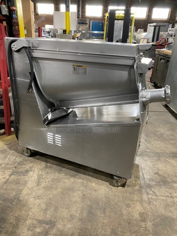 Sweet! Hobart Commercial Floor Style Heavy Duty Meat Grinder/ Meat Mixer! Solid Stainless Steel! On Casters! Working When Removed! Please Call Or Text For Video! Model: MG2032 SN: 271151943 208V 3PH - Image 3 of 9