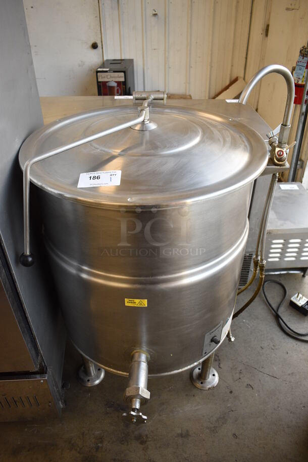Cleveland Stainless Steel Commercial Electric Powered Floor Style Steam Kettle. 440-480 Volts, 3 Phase. 31x36x50
