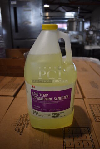 PALLET LOT of 22 BRAND NEW! Boxes of 4 Ecolab Low Temp Dishmachine Sanitizer Jugs. Total of 88 Jugs. 6x6x12. 22 Times Your Bid!