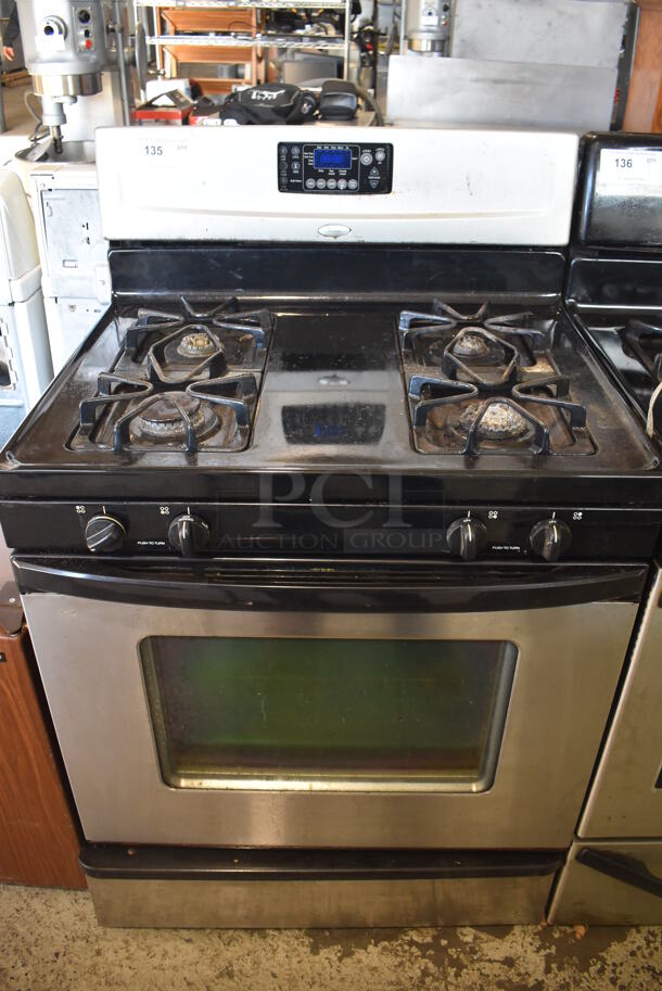 Whirlpool Chrome Finish Natural Gas Powered 4 Burner Range w/ Oven. 30x26x47 - Image 1 of 6