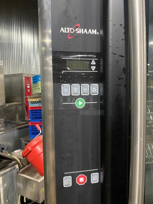 Amazing! RARE FIND! Alto-Shaam Commercial Chicken Rotisserie Oven! With 7 Spits! With Curved Glass! With Built In VENTLESS HOOD! Model AR-7EVH Serial 1953129000! 208V 3 Phase! On Stand With Casters! WORKING WHEN REMOVED! - Image 6 of 10