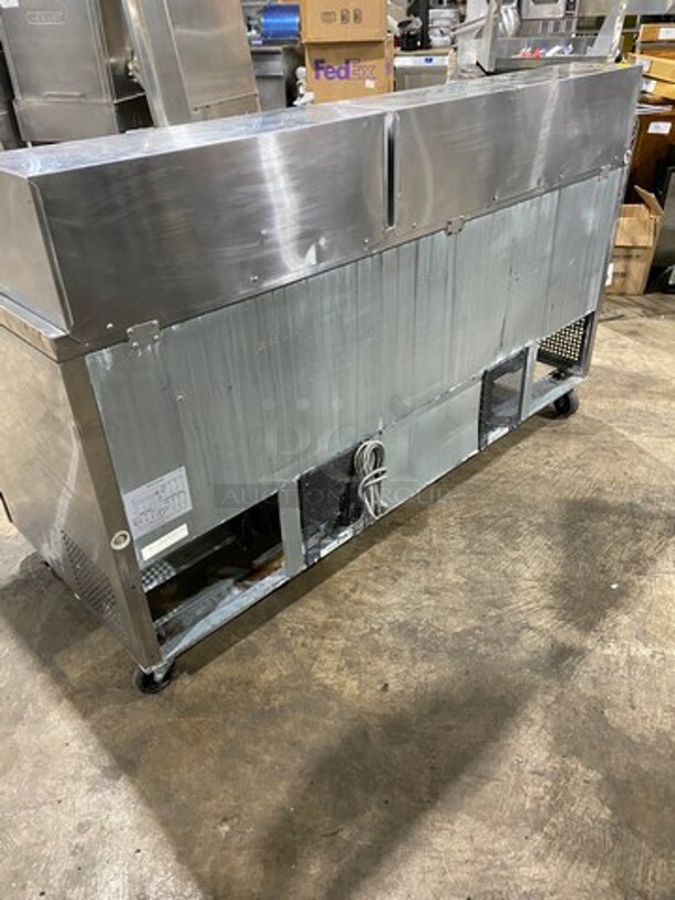 Turbo Air Commercial Refrigerated Sandwich Prep Table! With 3 Door Storage Space Underneath! Poly Coated Racks! All Stainless Steel! On Casters! Model: MST7230 SN: MM7T808001 115V 60HZ 1 Phase - Image 3 of 10