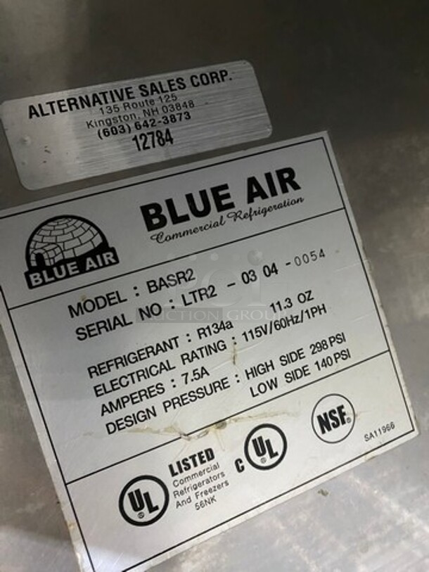 Blue Air Commercial 2 Door Reach In Refrigerator! With Poly Coated Racks! All Stainless Steel! On Casters! Model: BASR2 SN: LTR203040054 115V 60HZ 1 Phase - Image 8 of 10