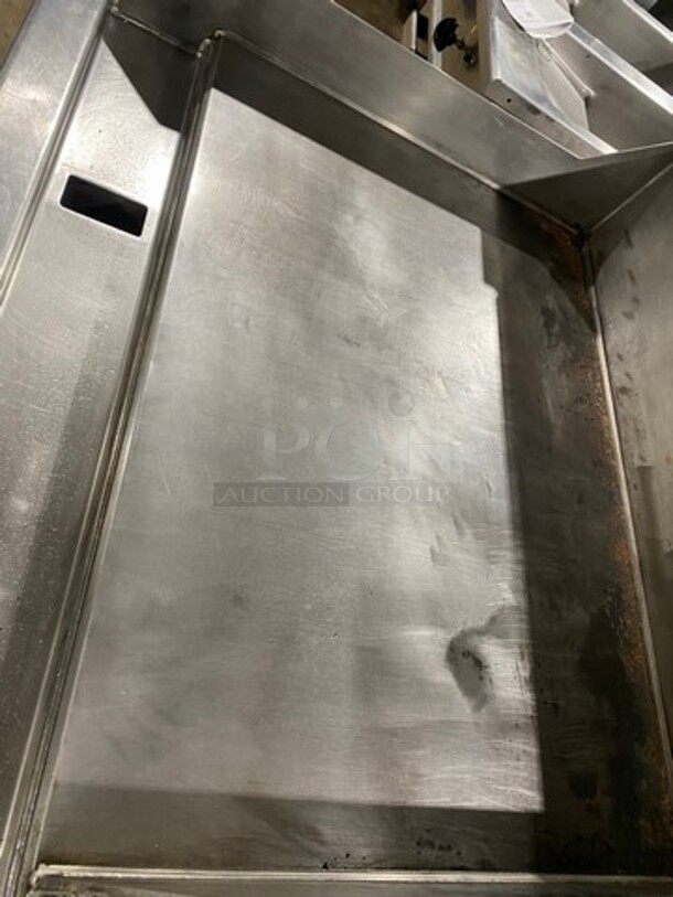 Woodstone Commercial Natural Gas Powered Flat Griddle! With Split Top! With Back & Side Splashes! On Equipment Stand! With Storage Space Underneath! All Stainless Steel! On Casters! - Image 7 of 12