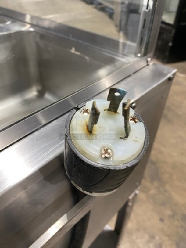 SUPREME METAL All Stainless Steel 4 Bay Electric Powered Steam Table! With Underneath Storage Shelf! With Sneeze Guard! On Casters!  - Image 9 of 9