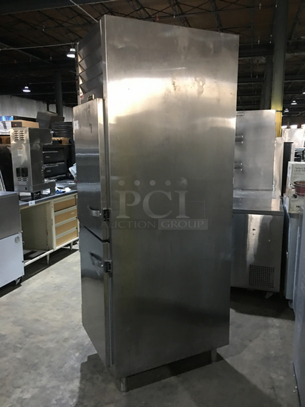 COOL! Traulsen Split Door Freezer/Cooler Combo! With Poly Coated Racks! All Stainless Steel! On Legs! - Image 2 of 8