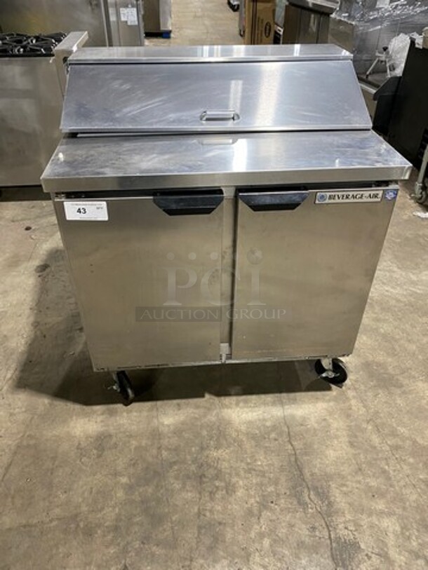 Beverage Air Commercial Refrigerated Sandwich Prep Table! With 2 Door Storage Space Underneath! All Stainless Steel! On Casters! Model: SPE3610 SN: 10211900 115V 60HZ 1 Phase - Image 1 of 9