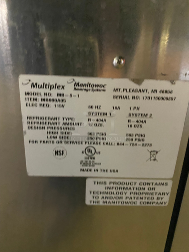 AMAZING! Manitowoc Multiplex Blend In Cup Work Station! On Single Door Undercounter Cooler! With Poly Bins! All Stainless Steel! 2x Your Bid Makes One Unit! Model: MB-8-1 SN: 1701150000857 115V 60HZ 1 Phase - Image 10 of 11