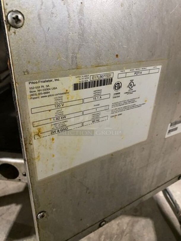 Pitco Commercial Electric Powered Crisp-N-Hold/Fry Warmer Dumping Station! With Backsplash! All Stainless Steel! On Legs! Model: PCF14 SN: E17LB077231 120V 60HZ 1 Phase - Image 7 of 8