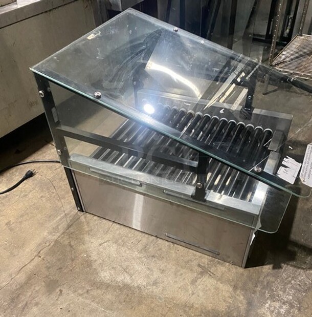 Star Stainless Steel Commercial Countertop Hot Dog Roller w/ Sneeze Guard and Bun Drawer! MODEL 45STBDE  120V 1PH - Image 2 of 10