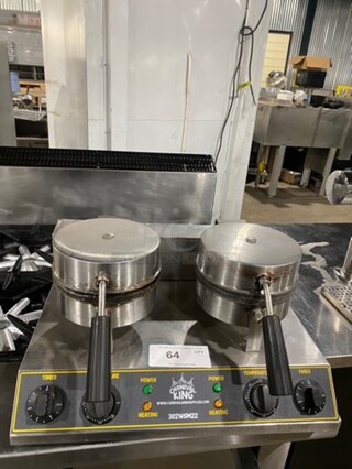Carnival King Commercial Countertop Dual Waffle Maker! With Temperature And Timer Controls! All Stainless Steel! Model: 382WSM22 SN: CK171127R582 120V