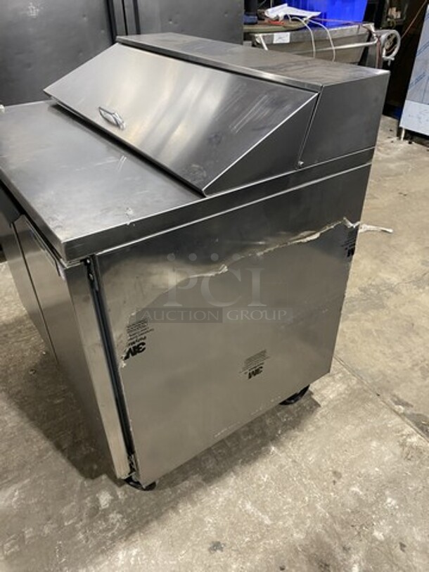 Beverage Air 36 Inch Sandwich Prep Table! Model SPE3610 Serial 10211900! 115V 1 Phase! On Casters!  - Image 3 of 9