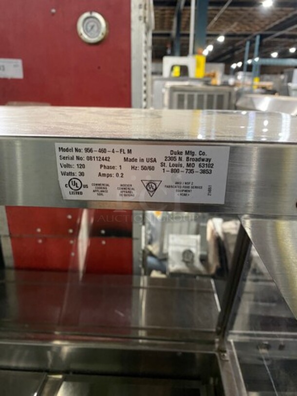 Duke Commercial Refrigerated Food Serving Station Counter/ Cold Pan! With Sneeze Guard! With Lowering Prep Line! All Stainless Steel! On Casters! MEASUREMENTS INCLUDE PREPLINE! WORKING WHEN REMOVED! - Image 7 of 11