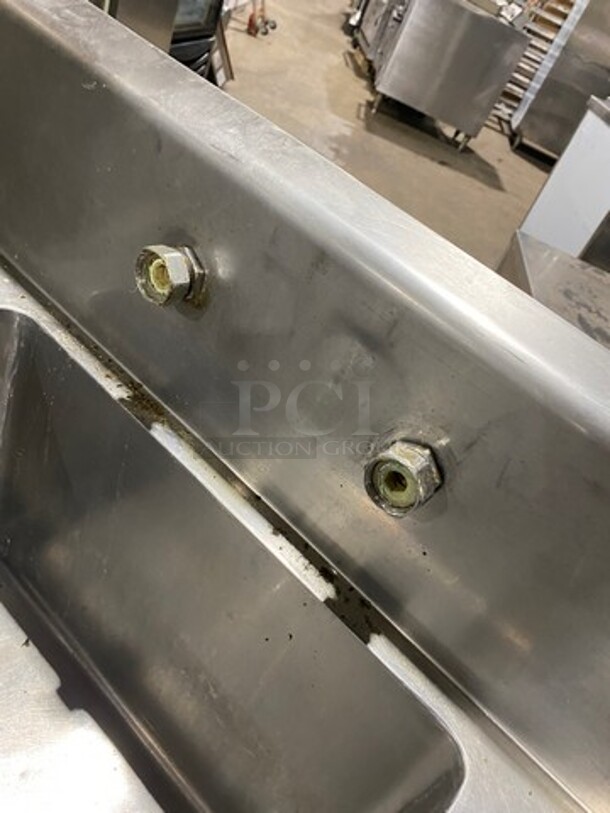 Commercial 3 Bay Dish Washing Sink! With Dual Side Drainboards! With Back Splash! All Stainless Steel! - Image 6 of 7